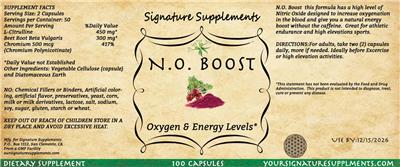 Photo of the Signature Supplements N.O. Boost label