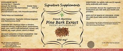 Photo of the Signature Supplements French Maritime Pine Bark Extract 400 mg label
