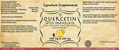 Photo of the Signature Supplements Quercetin with Bromelain label