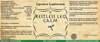 Photo of the Signature Supplements Restless Leg Calm label