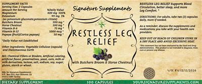Photo of the Signature Supplements Restless Leg Relief label