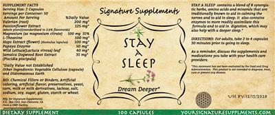 Photo of the Signature Supplements Stay A Sleep label