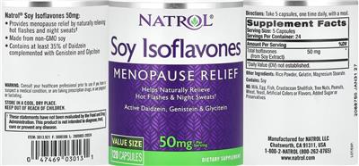 Photo of the Natrol Soy Isoflavones 50 mg label