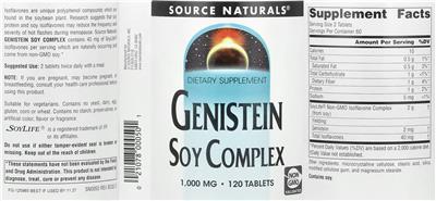 Photo of the Source Naturals Genistein Soy Complex 1,000 mg label