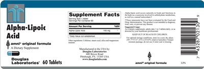 Photo of the Douglas Laboratories Alpha-Lipoic Acid label
