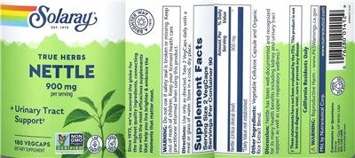 Photo of the Solaray Nettle 900 mg label