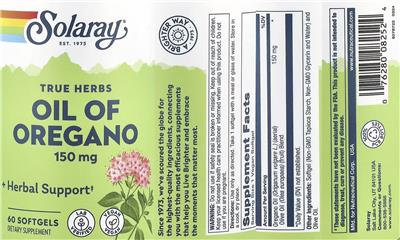 Photo of the Solaray Oil of Oregano 150 mg label