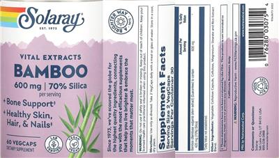 Photo of the Solaray Bamboo 600 mg label