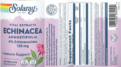 Photo of the Solaray Echinacea Angustifolia 125 mg label