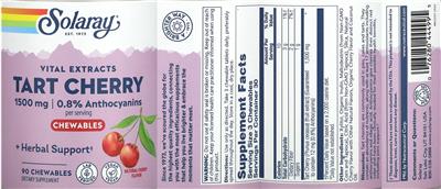Photo of the Solaray Tart Cherry 1500 mg Natural Cherry Flavor label