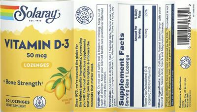 Vitamin D-3 50 mcg Lozenges Natural Lemon Flavor