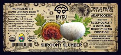 Photo of the Mycomatrix Organic Shroomy Slumber label