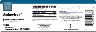 Photo of the Douglas Laboratories Amino-Iron label