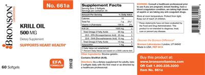 Photo of the Bronson Laboratories Krill Oil 500 mg label