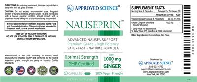 Photo of the Approved Science Nauseprin label