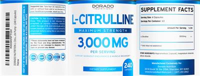 Photo of the Dorado Nutrition L-Citrulline 3,000 mg label