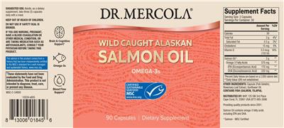 Photo of the Dr. Mercola Wild Caught Alaskan Salmon Oil label