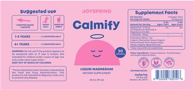 Photo of the JoySpring Calmify label