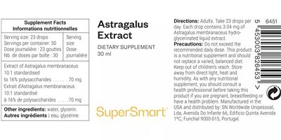 Photo of the SuperSmart Astragalus Extract label