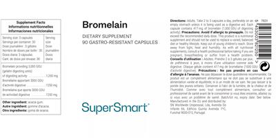 Photo of the SuperSmart Bromelain label