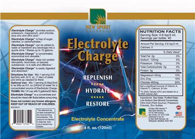 Photo of the New Spirit Naturals Electrolyte Charge label