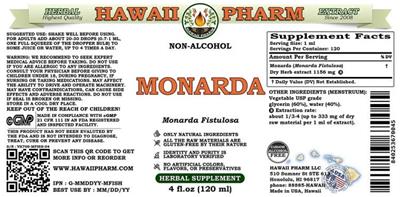 Photo of the Hawaii Pharm Monarda Non-Alcohol label
