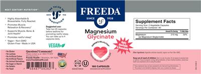 Photo of the Freeda Magnesium Glycinate label