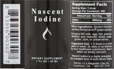 Photo of the LL's Magnetic Clay Nascent Iodine label