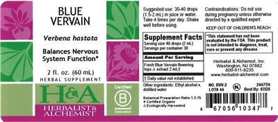 Photo of the Herbalist & Alchemist Blue Vervain label