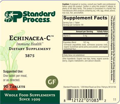 Photo of the SP Standard Process Echinacea-C label