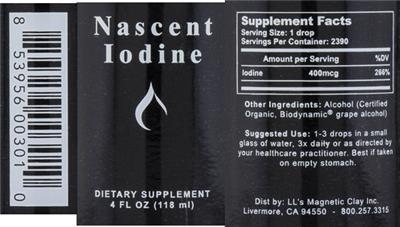 Photo of the LL's Magnetic Clay Nascent Iodine label