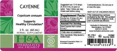 Photo of the Herbalist & Alchemist Cayenne label
