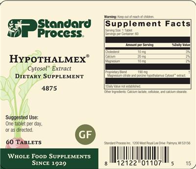 Photo of the SP Standard Process Hypothalmex label