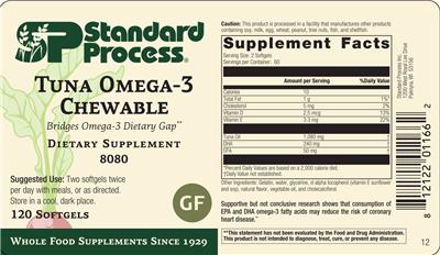 Photo of the SP Standard Process Tuna Omega-3 Chewable label