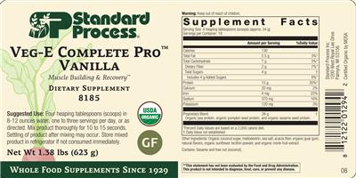 Photo of the SP Standard Process Veg-E Complete Pro Vanilla label