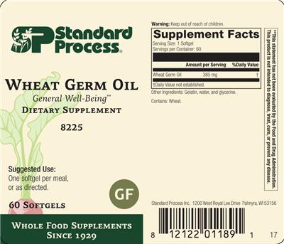 Photo of the SP Standard Process Wheat Germ Oil label
