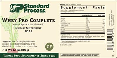 Photo of the SP Standard Process Whey Pro Complete label