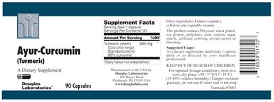 Photo of the Douglas Laboratories Ayur-Curcumin label