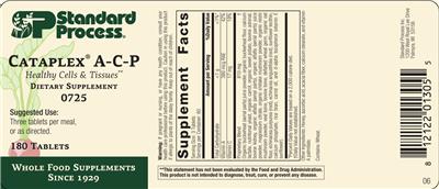 Photo of the SP Standard Process Cataplex A-C-P label
