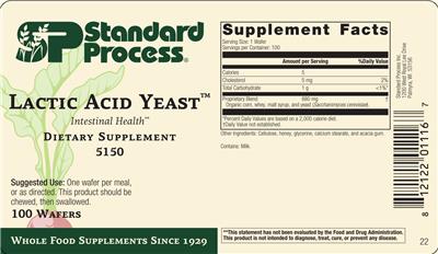 Photo of the SP Standard Process Lactic Acid Yeast label