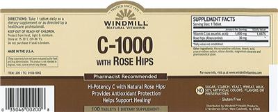 Photo of the Windmill Natural Vitamins C-1000 with Rose Hips label