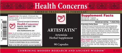 Photo of the Health Concerns Artestatin label