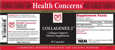 Photo of the Health Concerns Collagenex 2 label
