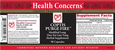 Photo of the Health Concerns Coptis Purge Fire label