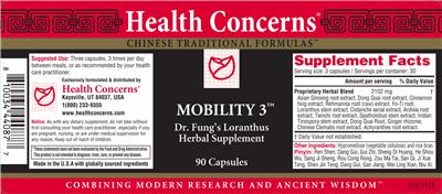 Photo of the Health Concerns Mobility 3 label