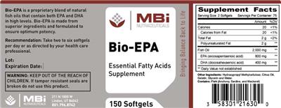 Photo of the MBi Nutraceuticals Bio-EPA label