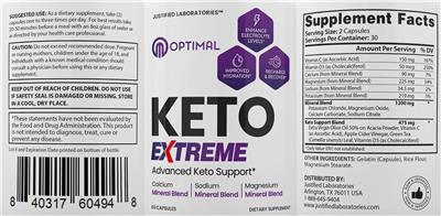 Optimal Keto Extreme (Label) | Dietary Supplement Label Database