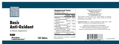 Photo of the Douglas Laboratories Basic Anti-Oxidant label