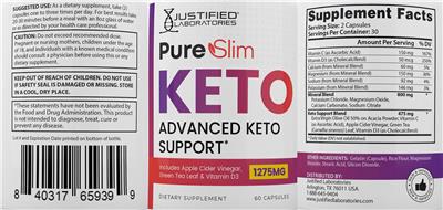 Photo of the Justified Laboratories Pure Slim Keto label