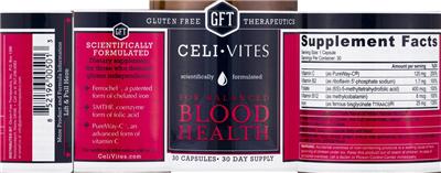 Photo of the Gluten Free Therapeutics Celi-Vites For Balanced Blood Health label